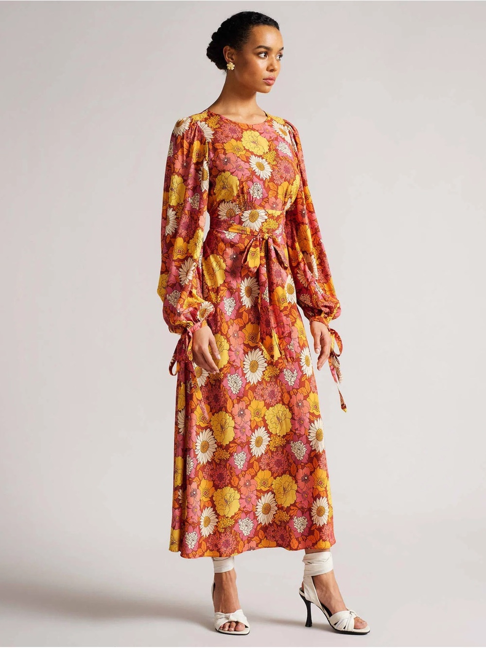 Ted Baker Lelyah Floral 70’s Longsleeve Maxi Dress (Medium)